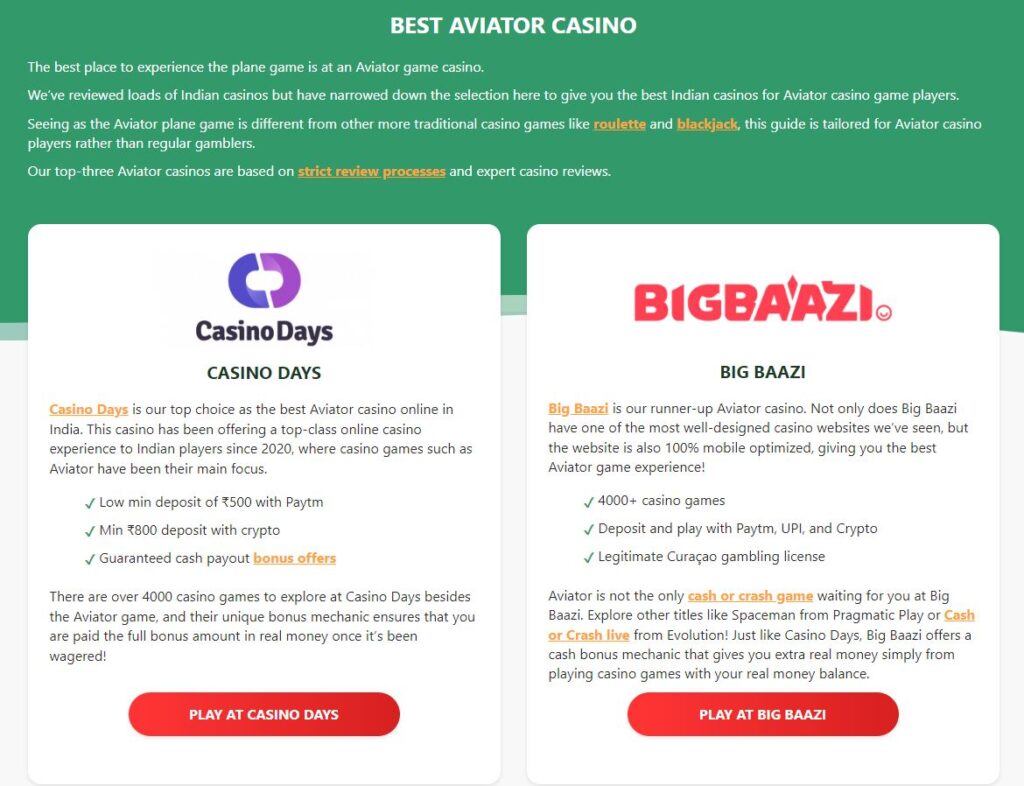 Best Aviator Game Casino Online