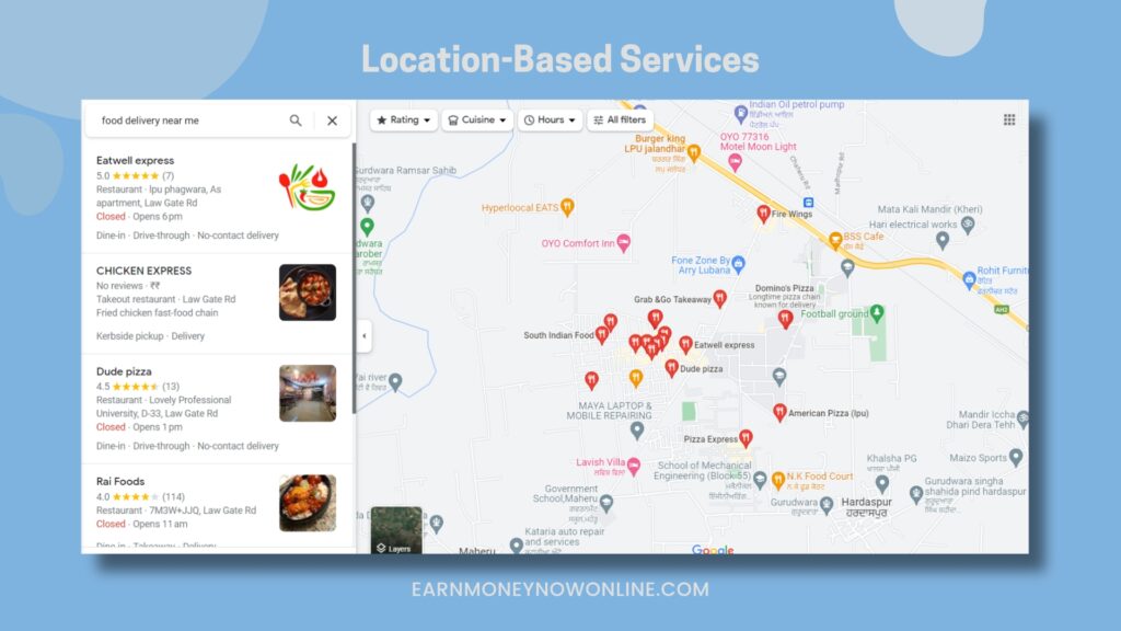 Location-Based Services google maps earnmoneynowonline.com