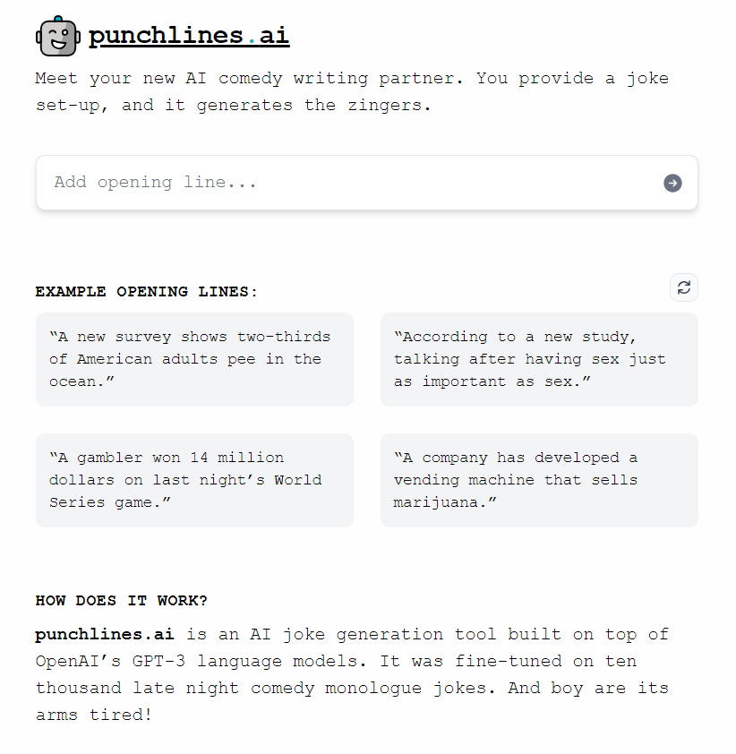 punchlines.ai Joke Generation Tool